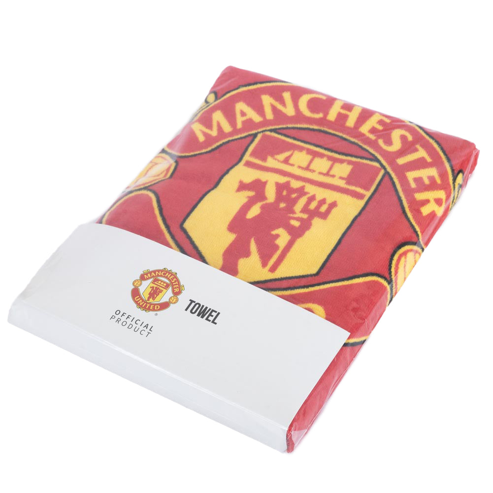 Manchester United Core Stripe Towel - Official Soccer Team Beach & Gym Towel for Fans - Perfect for Sports, Travel, and Home Decor