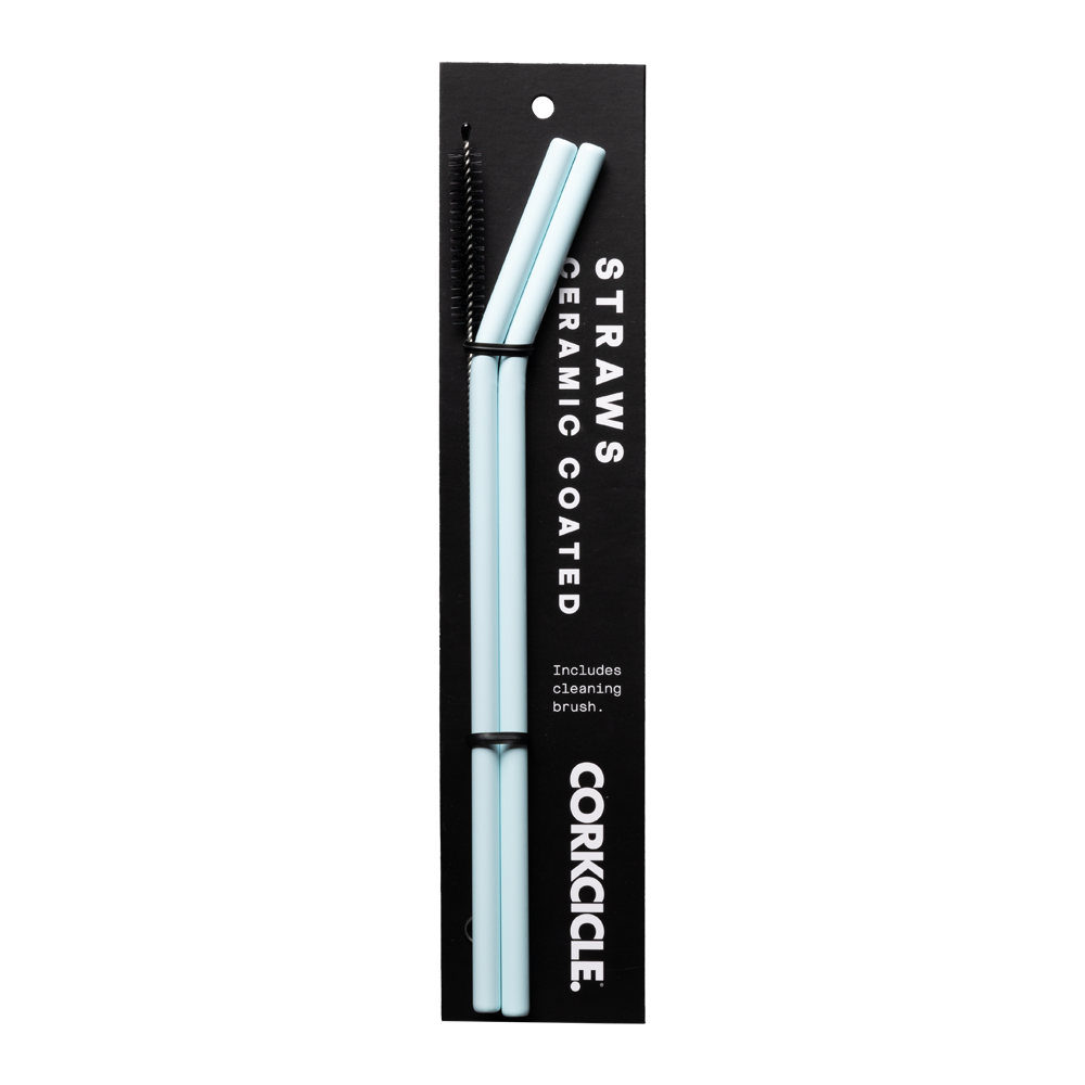 Premium Ceramic Coated Reusable Straw Set - 6 Pack Eco-Friendly Metal Drinking Straws with Cleaning Brush | Perfect for Smoothies, Iced Coffee & Home/Office Use