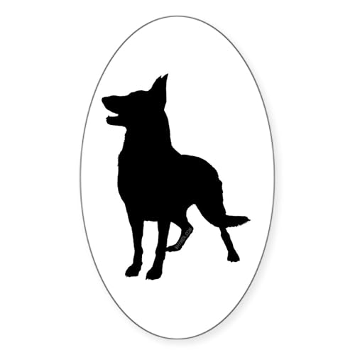 White - German Shepherd Silhouette