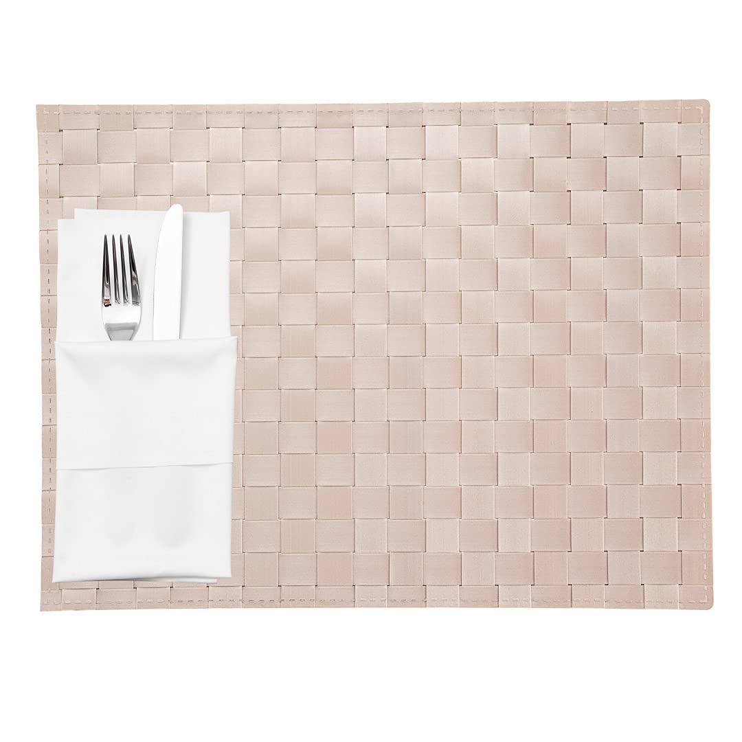 Premium 16 x 12 Inch Woven Plastic Placemats Set of 6 - Durable & Easy Clean Rectangle Table Mats for Home & Restaurant Dining - Perfect for Everyday Meals, Dinner Parties & Commercial Use