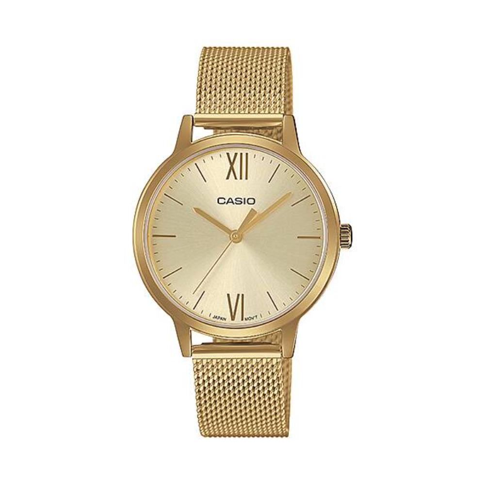 Casio Analog Gold Stainless Steel Mesh Strap Women's Watch LTP-E157MG-9AVDF - Elegant Dress Watch for Office, Party & Everyday Wear