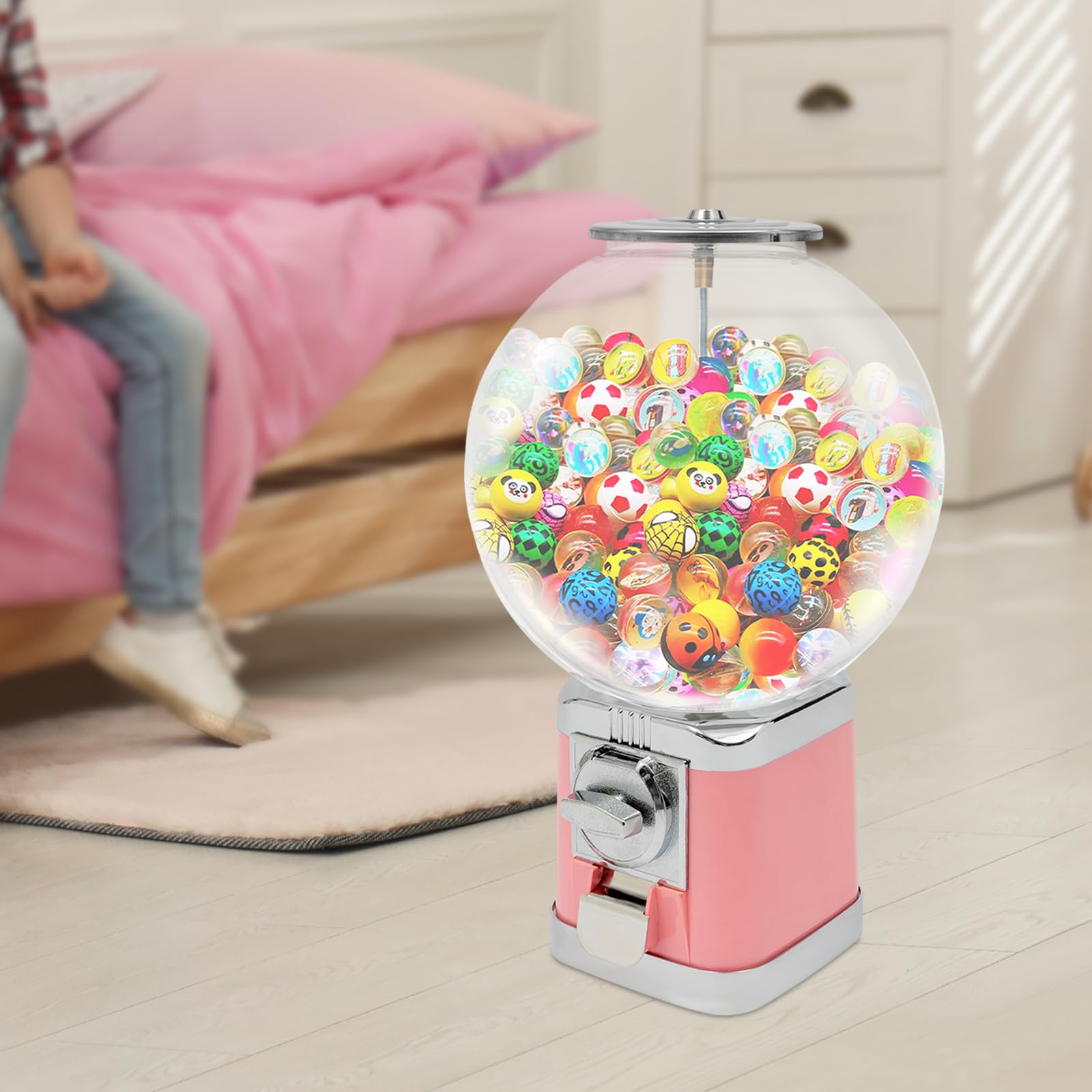 Lockable Pink Capsule Vending Machine - Candy, Gumball & Prize Dispenser for Business, Arcades & Retail Stores - Perfect for Toy Vending, Twister Ball Games & Party Entertainment
