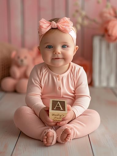 Personalized Wooden Baby Block Gift for Newborn Boys & Girls - Custom Engraved Birth Announcement Keepsake - Perfect for Baby Showers, Christenings & Nursery Decor by Glitzby