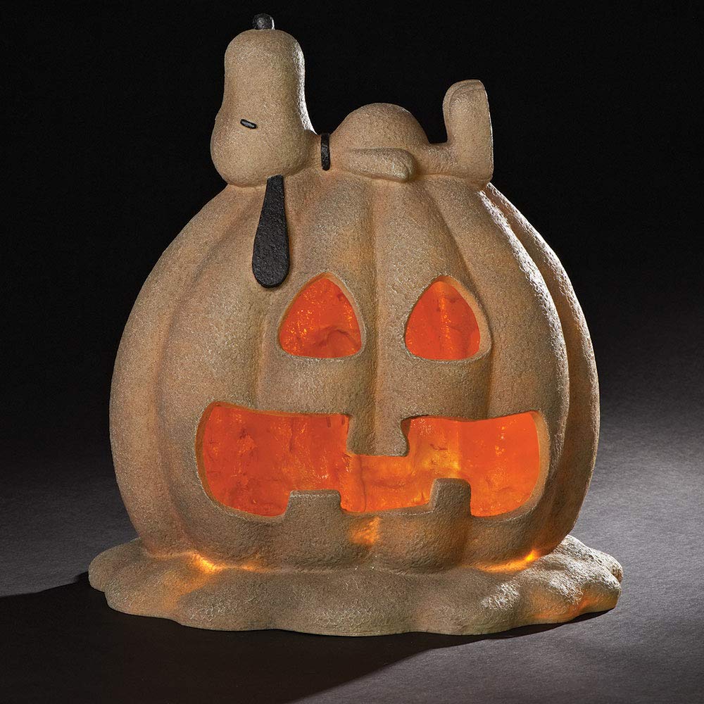 Roman Lights Peanuts Snoopy LED/Solar Powered Jack-O'-Lantern Statue - 18 Inch Halloween Outdoor Decor for Garden, Yard & Porch