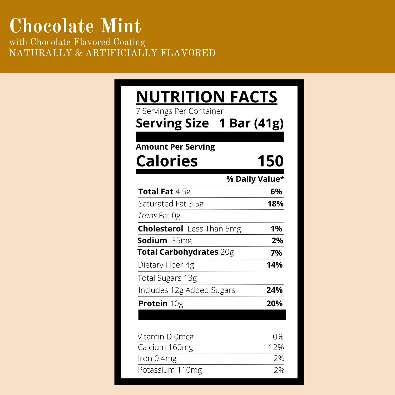 Nutmeg State Nutrition High Protein Snack Bars - Chocolate Mint Flavor (7 Count) | Trans Fat Free, Aspartame Free, Kosher, Gelatin Free | Perfect for Workouts, Hiking & Healthy On-the-Go Snacking