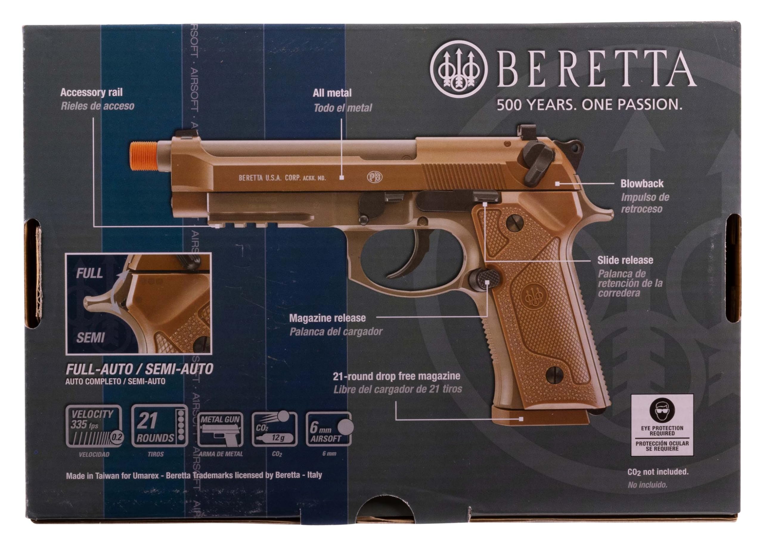 Umarex Beretta M9A3 Blowback Full Auto 6mm BB Airsoft Pistol - Realistic CO2 Powered Air Gun for Target Shooting & Training