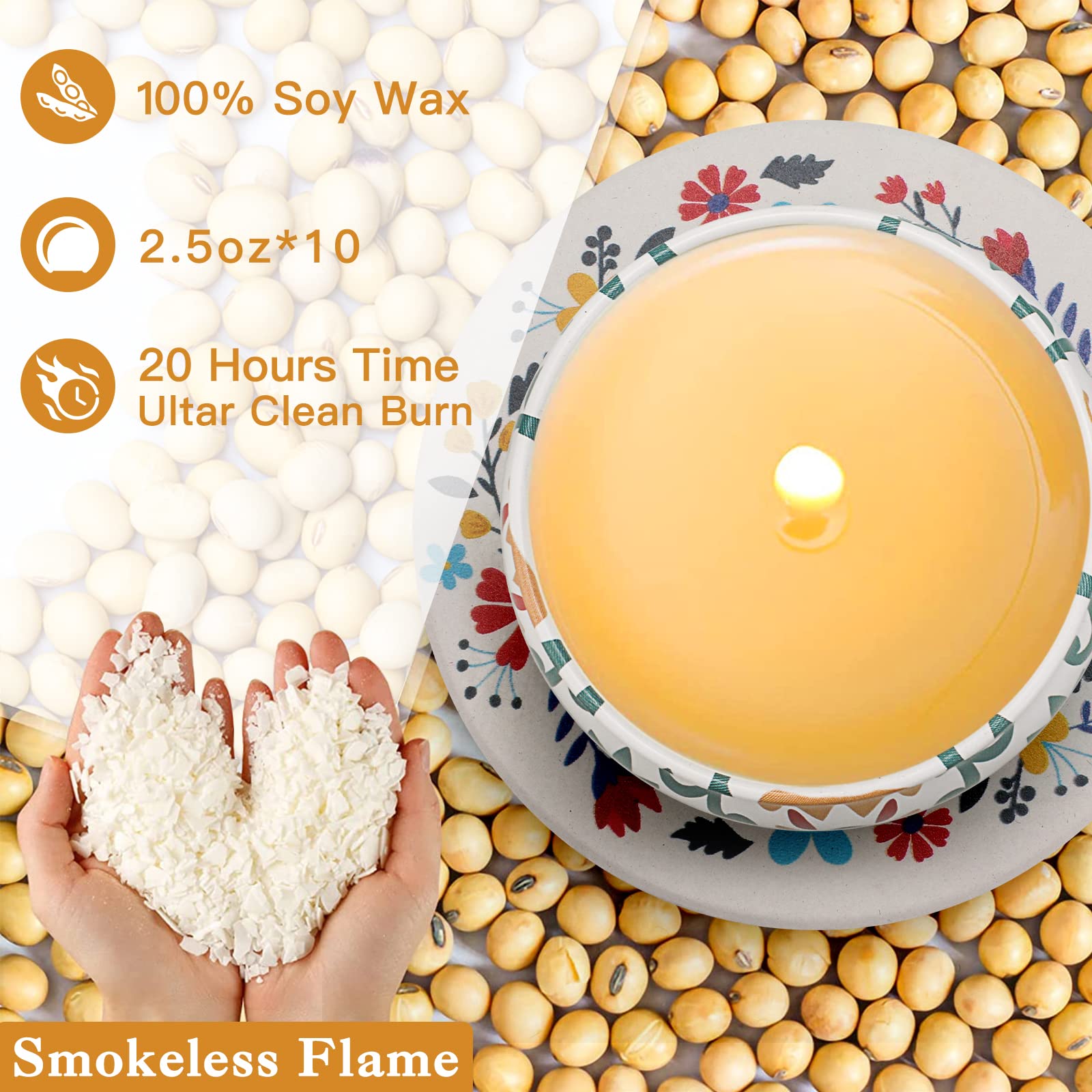 10-Pack Scented Candles for Women - 25oz Long-Lasting Home Fragrance with 2 Decorative Trays - Perfect for Christmas, Birthdays & Special Occasions - Ideal for Relaxation, Aromatherapy & Home Decor
