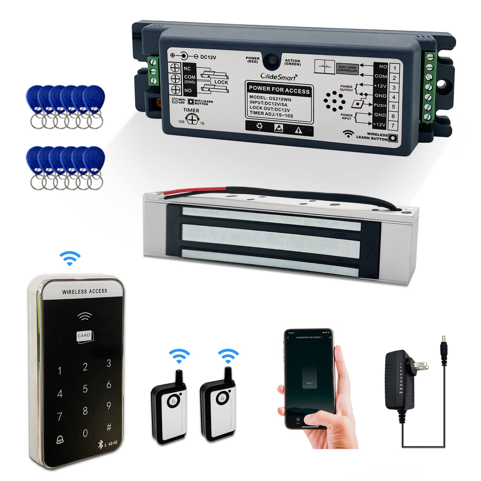 2.4GHz WiFi Smart Electric Magnetic Door Lock System Kit - 400lb Holding Force, Remote & Smartphone App Control, Wireless Keypad Access - Ideal for Home Security, Office Buildings & Commercial Properties