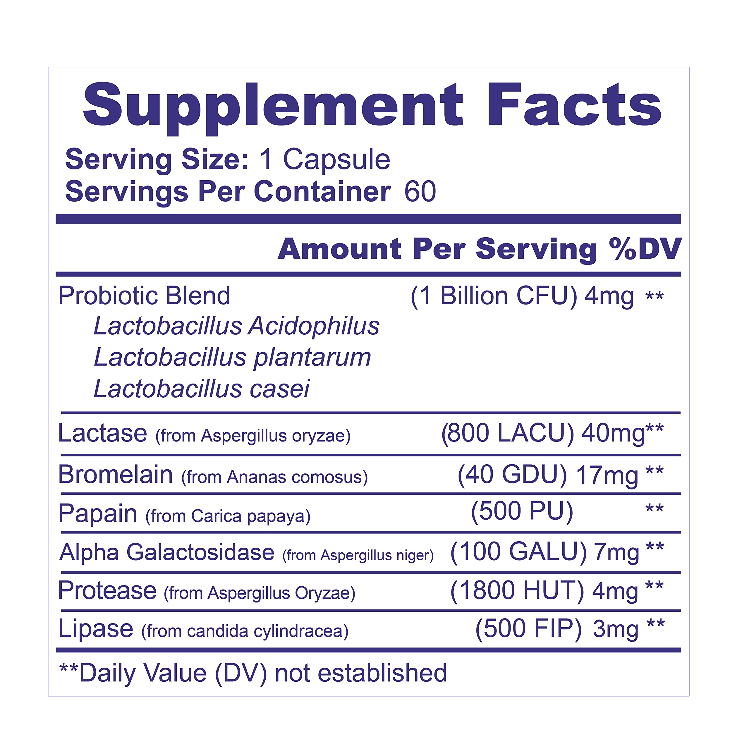 Best Digestive Enzymes for Kids & Adults - Reduce Abdominal Bloating & Gas Relief for Multiple Foods (Dairy, Fruits, Vegetables, Meat) - 60 Capsules Supplement for Better Digestion After Meals & Travel