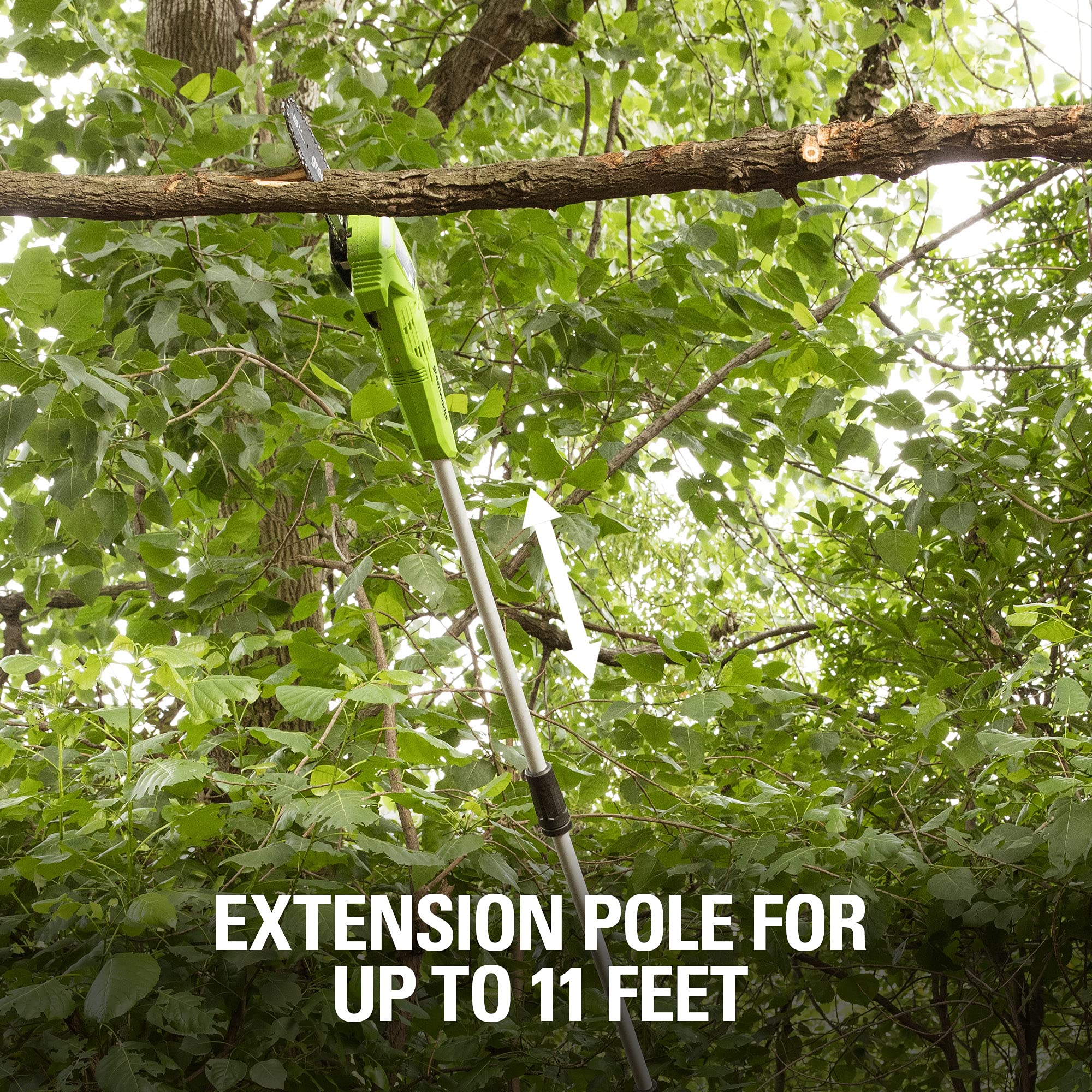 Greenworks 40V 8-Inch Cordless Polesaw with 2.0Ah Battery & Charger Included - Lightweight Tree Trimming Tool for Home Garden & Yard Maintenance (Model PS40B210)
