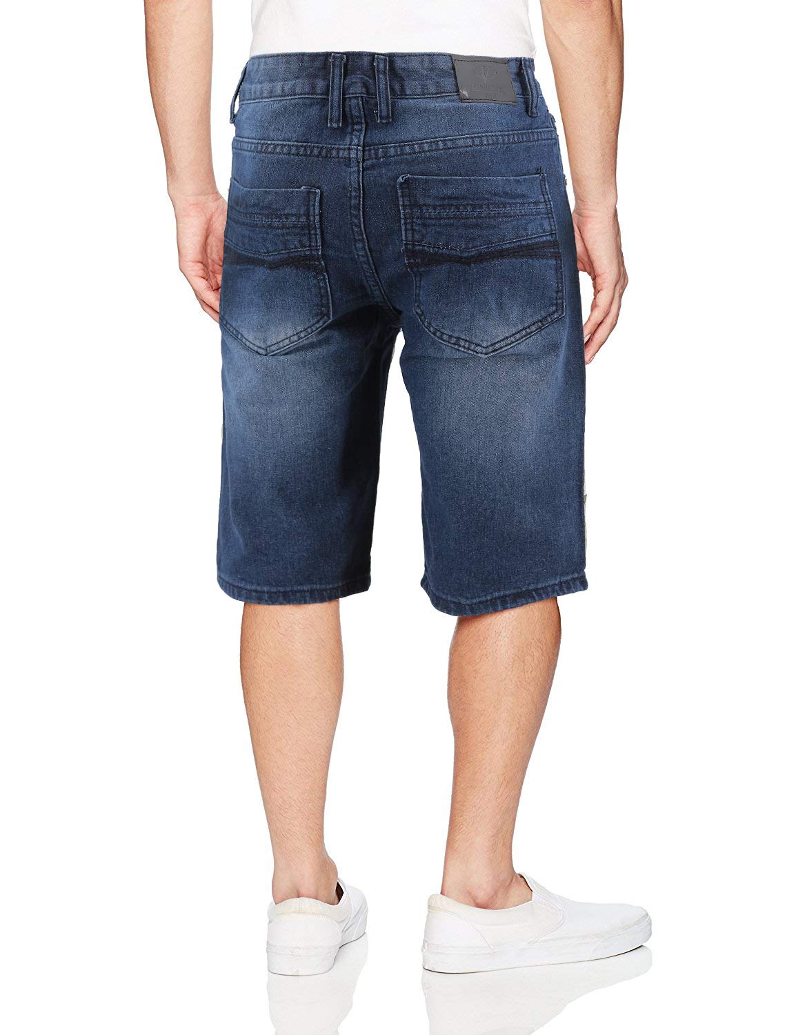 Distressed Painted Skinny Fit Denim Shorts for Men - Moto Quilted Slim Jeans | Perfect for Casual Wear, Biker Outfits & Street Style Fashion