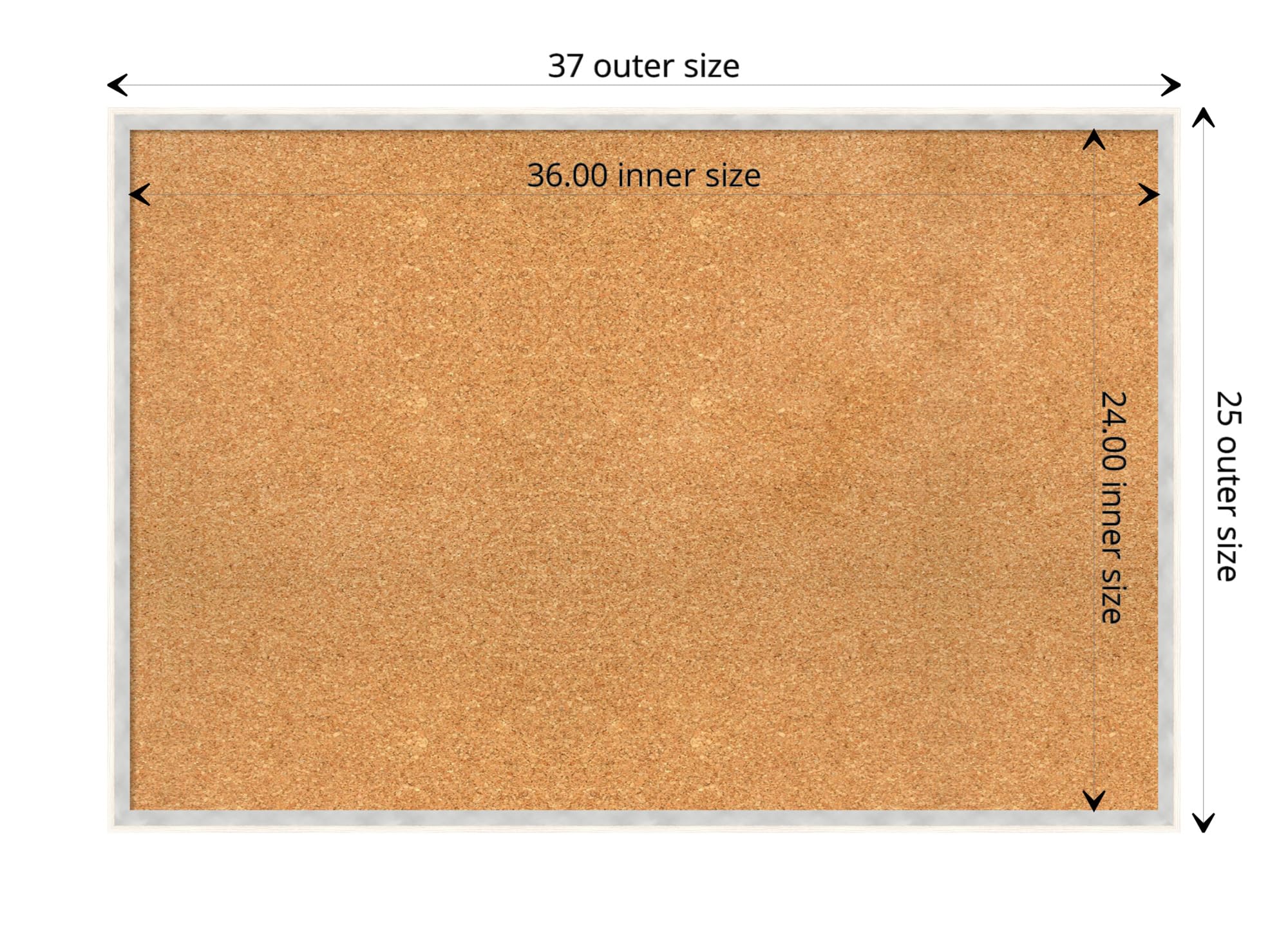 Amanti Art 25x37 Inch Natural Cork Board with White Wood Frame - Large Vision Board for Office & Home Organization, Modern Pinboard for Displaying Photos, Notes & Decor - Perfect for Home, Office & Classroom Use