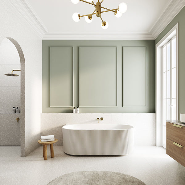 1700mm Bao Fluted Back-to-Wall Bathroom Sink in Matte White - Modern Wall-Mounted Basin for Contemporary Bathrooms
