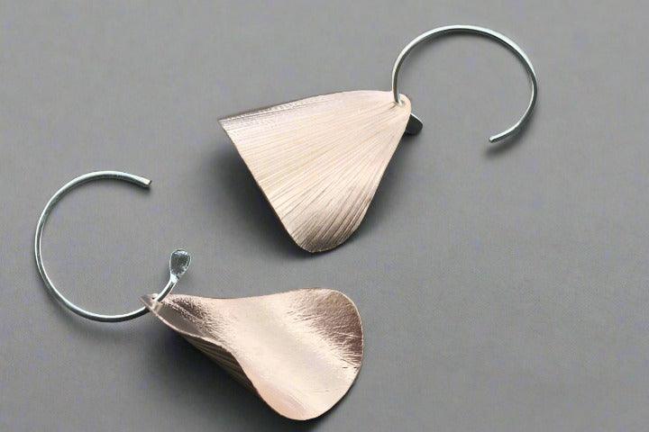 Elegant Rose Gold Over Silver Curved Petal Earrings for Women - Perfect for Weddings, Parties & Everyday Wear