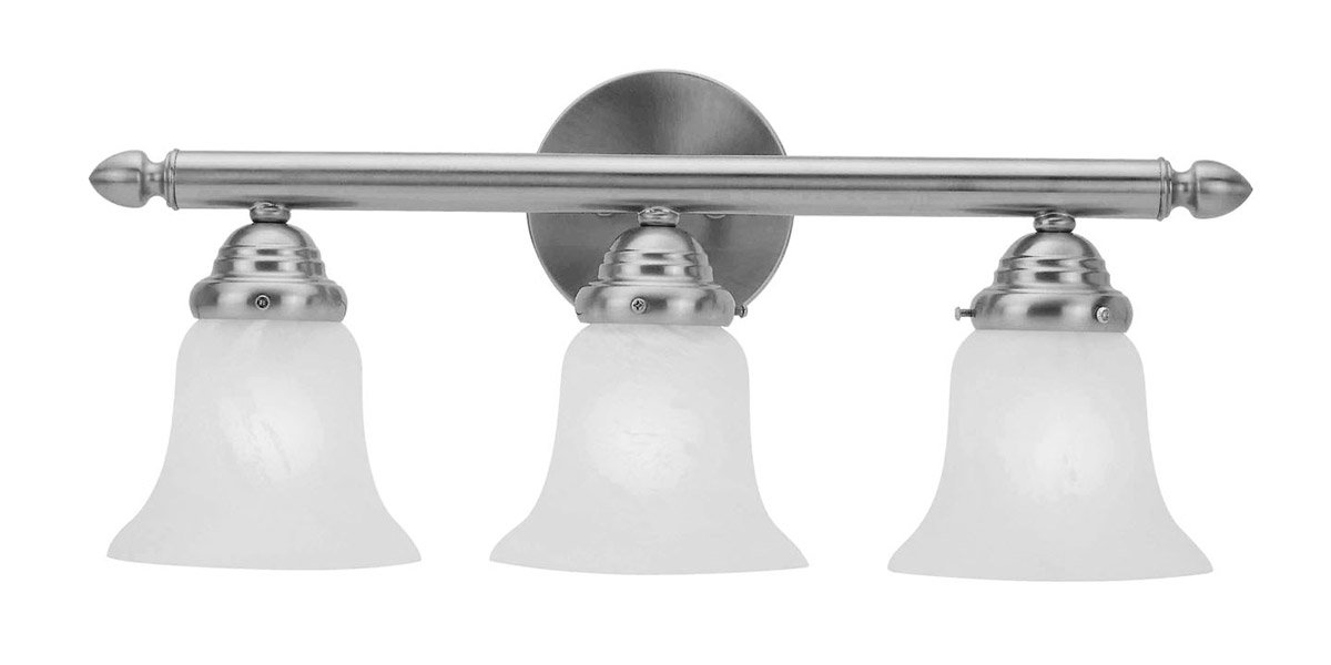 Livex Lighting 1063-91 Neptune 3-Light Bathroom Vanity Light Fixture, Brushed Nickel Finish - Perfect for Bathroom, Powder Room & Spa Decor