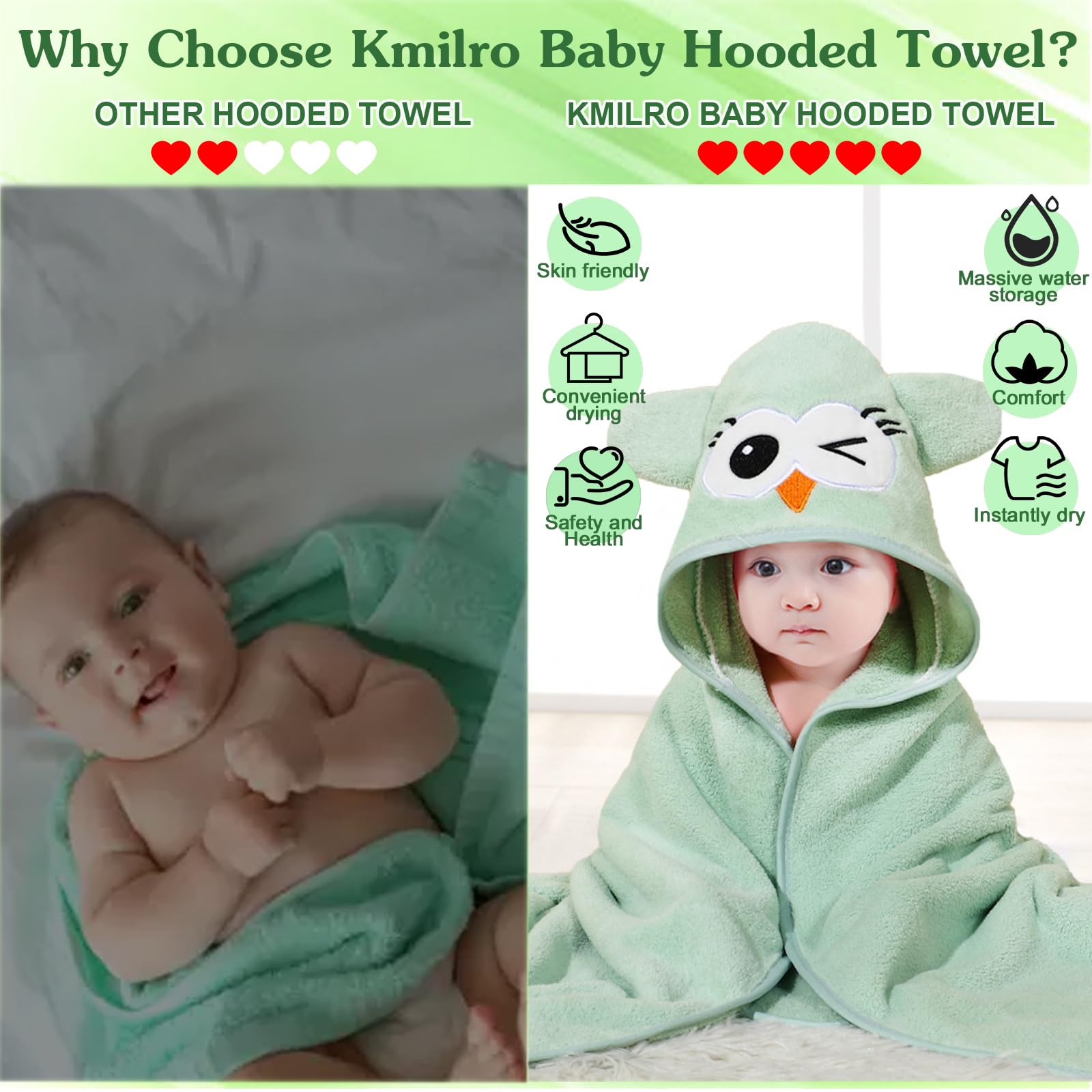 Premium Coral Fleece Baby Hooded Towel - Ultra Soft & Absorbent 32x32 Inch Unisex Bath Towel for Newborns, Toddlers & Kids | 4 Styles | Natural Baby Gift for Boys & Girls | Perfect for Bath Time, Swimming & Spa Days