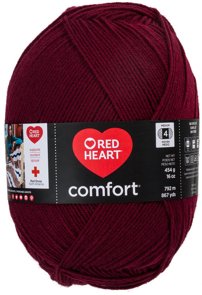 RED HEART Comfort Yarn - Soft Acrylic Knitting & Crochet Yarn (Claret Color) - Perfect for Scarves, Blankets & Baby Clothes