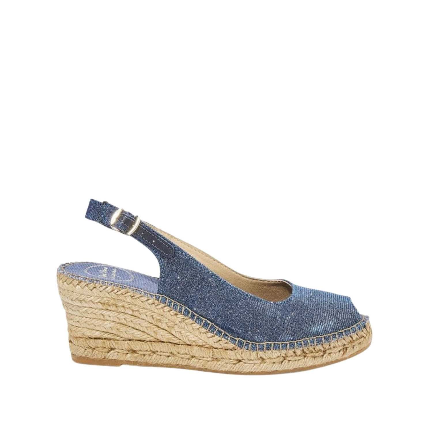 Women's Metallic Cushioned Cotton Wedge Espadrille Shoes - Comfortable Summer Sandals for Beach, Vacation & Casual Outings