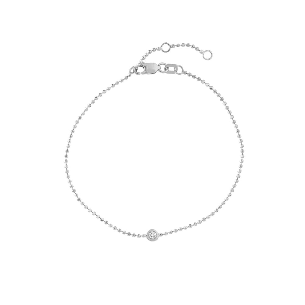 14K Gold Beaded Chain Bracelet with Genuine Diamonds - Elegant Stackable Jewelry for Women, Perfect for Weddings, Anniversaries & Everyday Wear