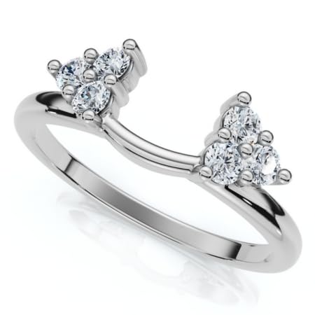 1/4 Carat Diamond Ring Enhancer for Wedding Bands - 14K White Gold Bridal Jewelry - Perfect for Anniversaries, Proposals & Special Occasions