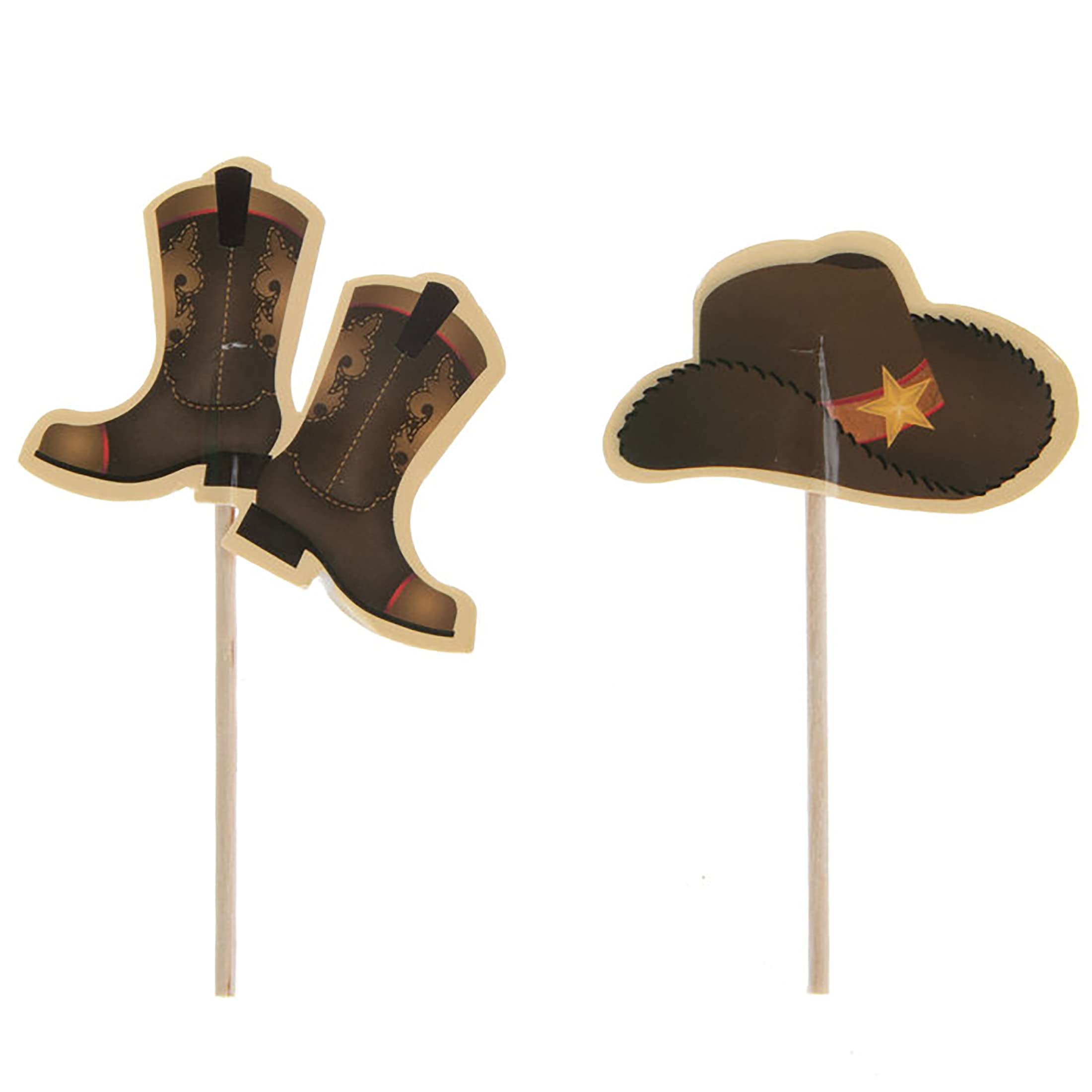 Cowboy Hat & Boot Cupcake Toppers for Western Party Decor