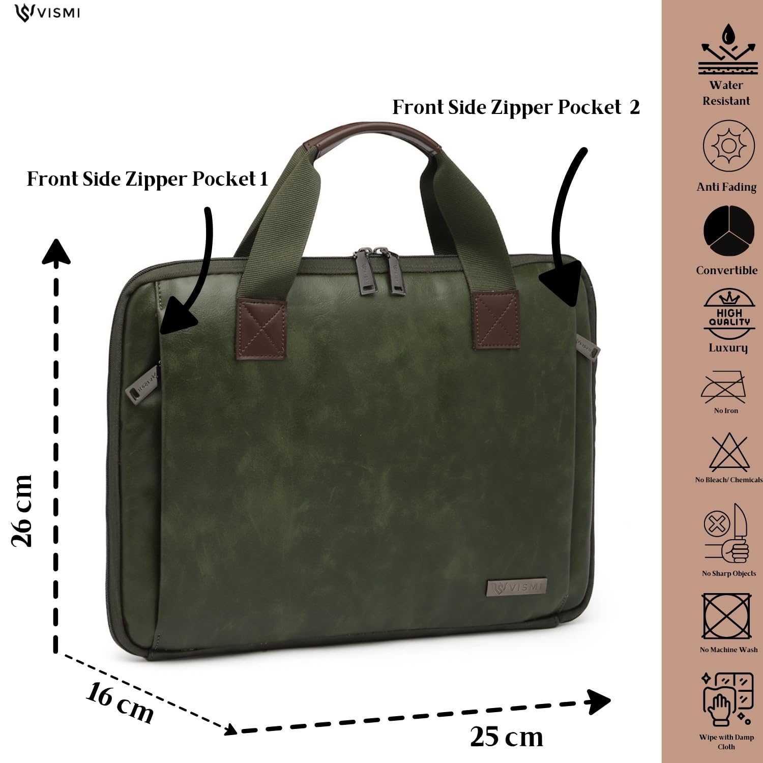 VISMIINTREND Slim Vegan Leather Laptop Briefcase for Men & Women - Fits 13