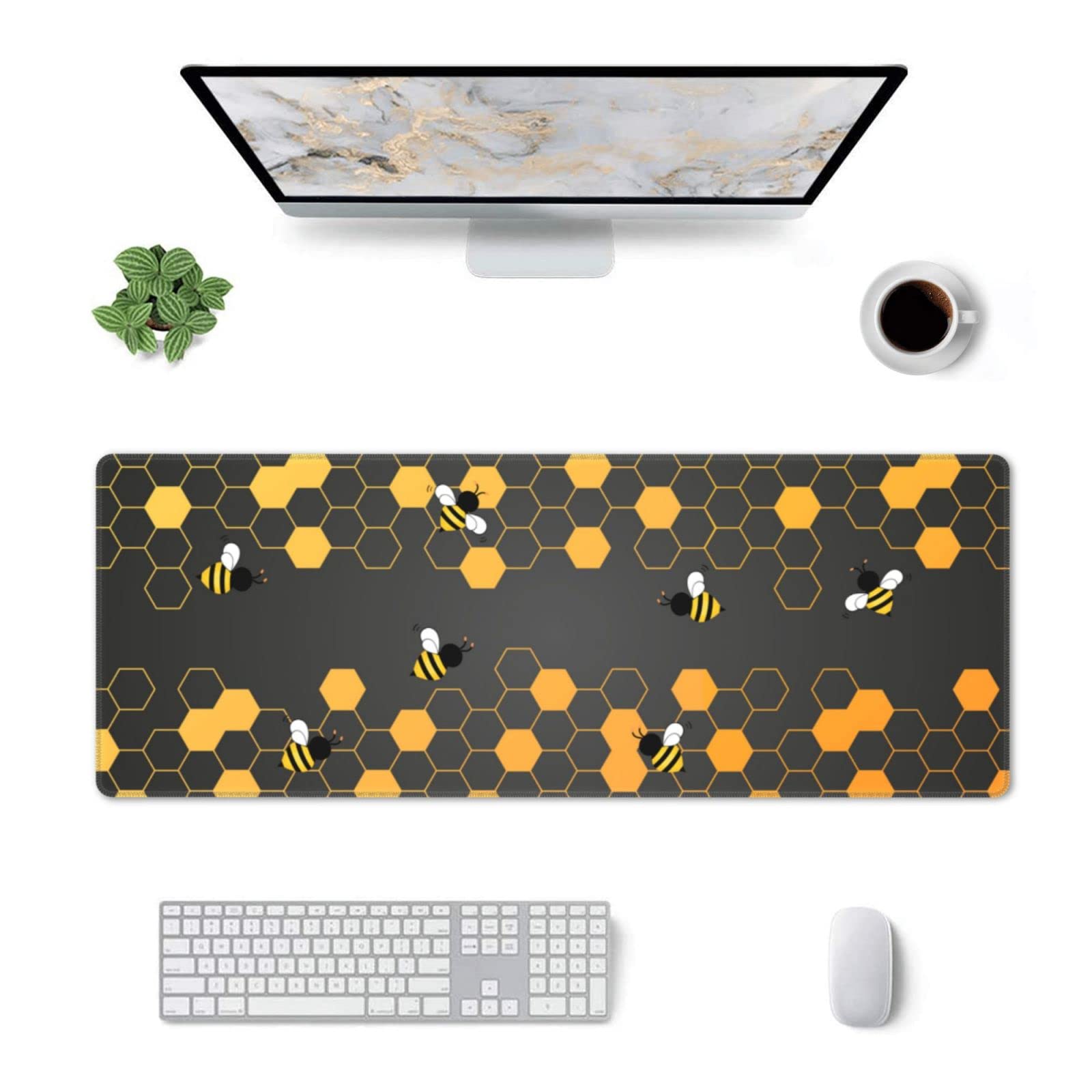 Bee Cute XXL Gaming Mouse Pad - 31.5x11.8 Inch Large Extended Mouse Mat with Non-Slip Base for PC, Laptop & Office Desk - Perfect for Gamers, Programmers & Graphic Designers