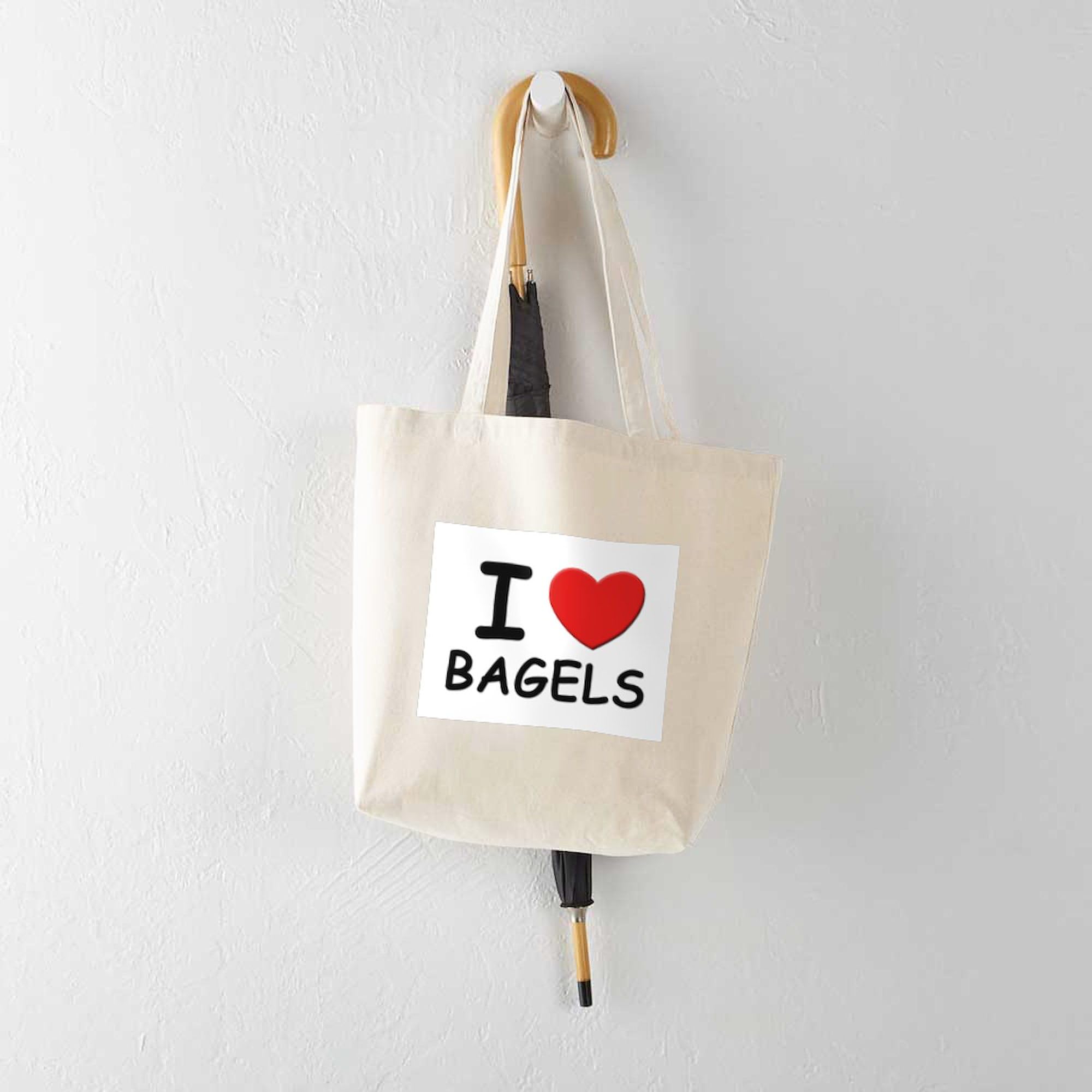 I Love Bagels Tote Bag - Natural Canvas Reusable Shopping Bag for Groceries, Beach & Everyday Use | Eco-Friendly & Durable
