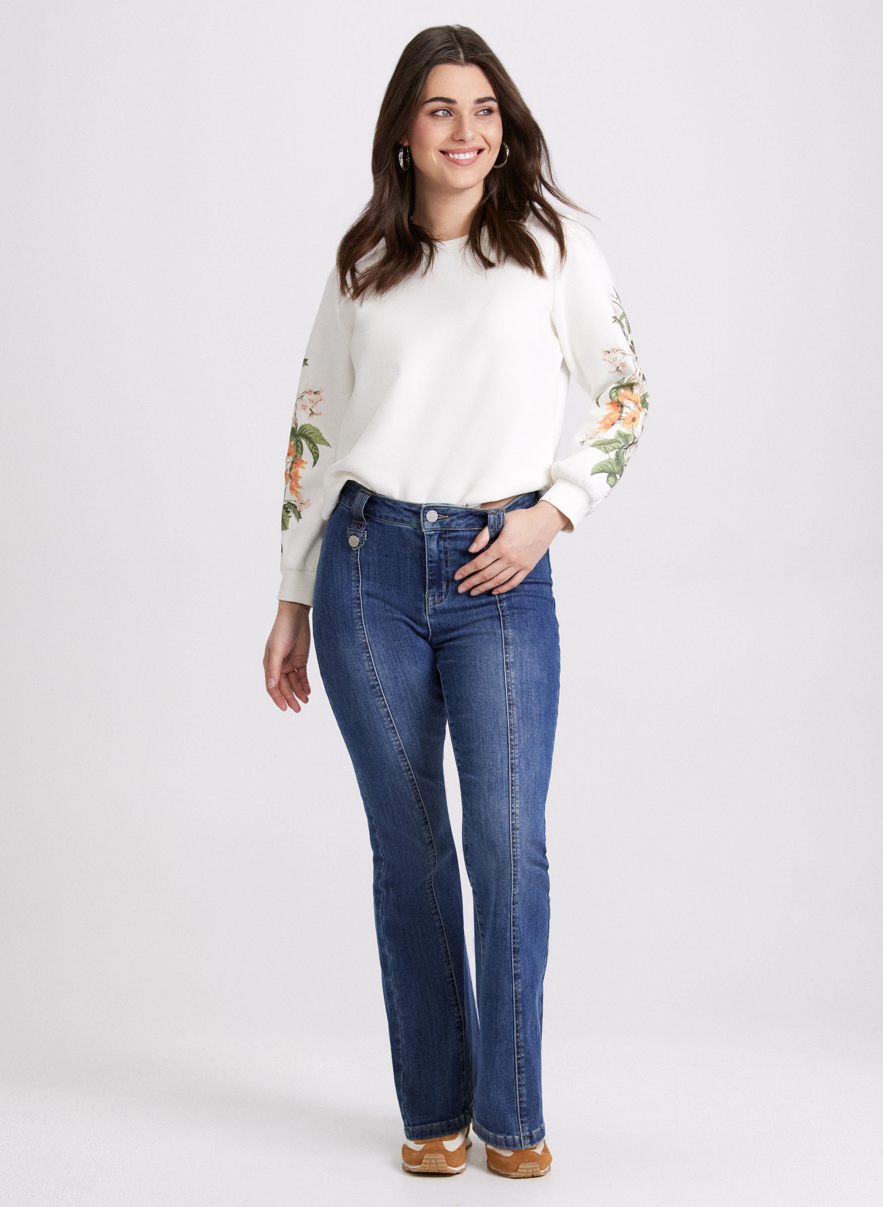 Floral Print Long Sleeve Sweatshirt for Women - Soft Cotton Pullover with Floral Design - Perfect for Casual Outfits, Spring Fashion & Cozy Loungewear