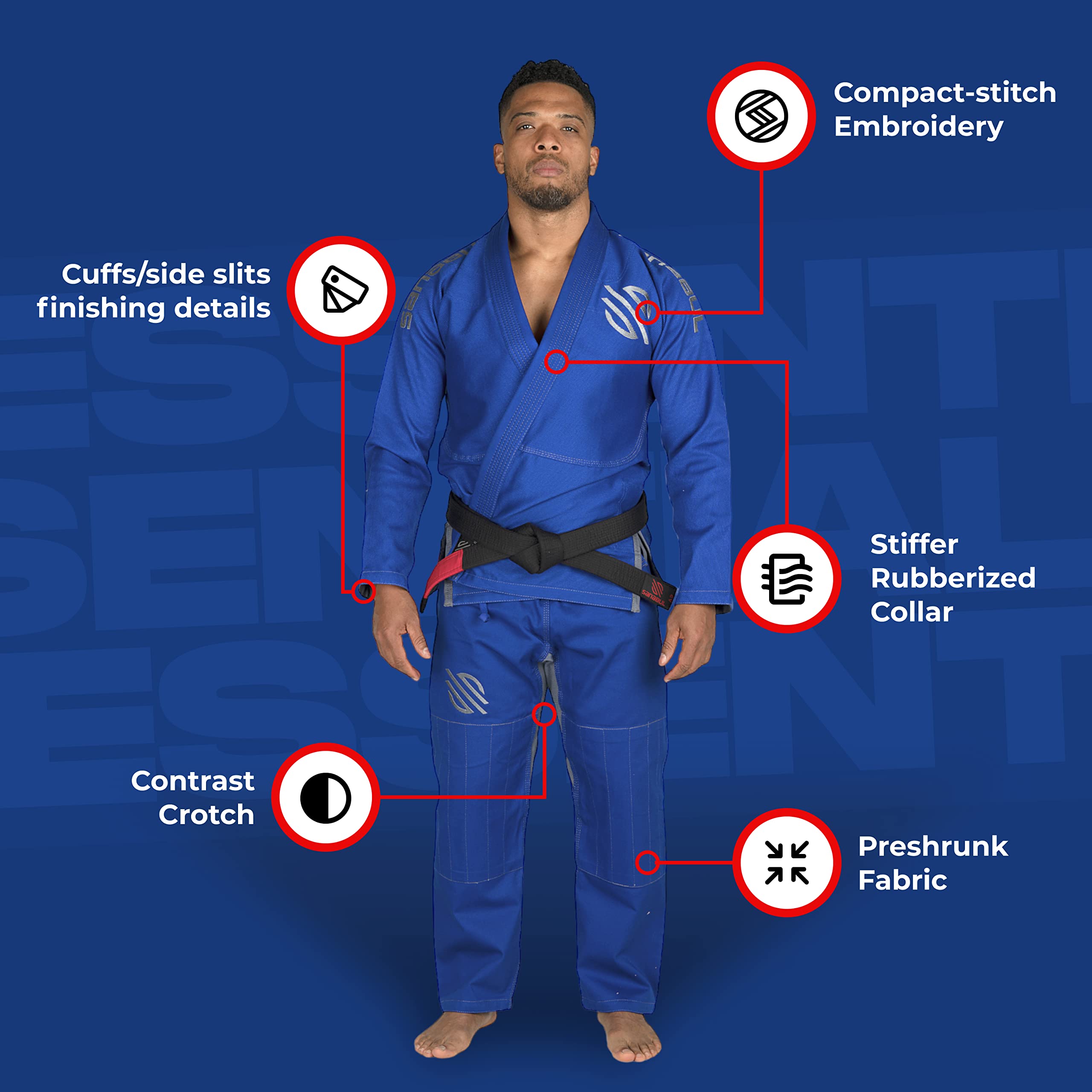 Sanabul Men's BJJ Gi - Premium Brazilian Jiu Jitsu Uniform for Training & Competition - Lightweight & Durable Martial Arts Kimono for Grappling, MMA & No-Gi Practice