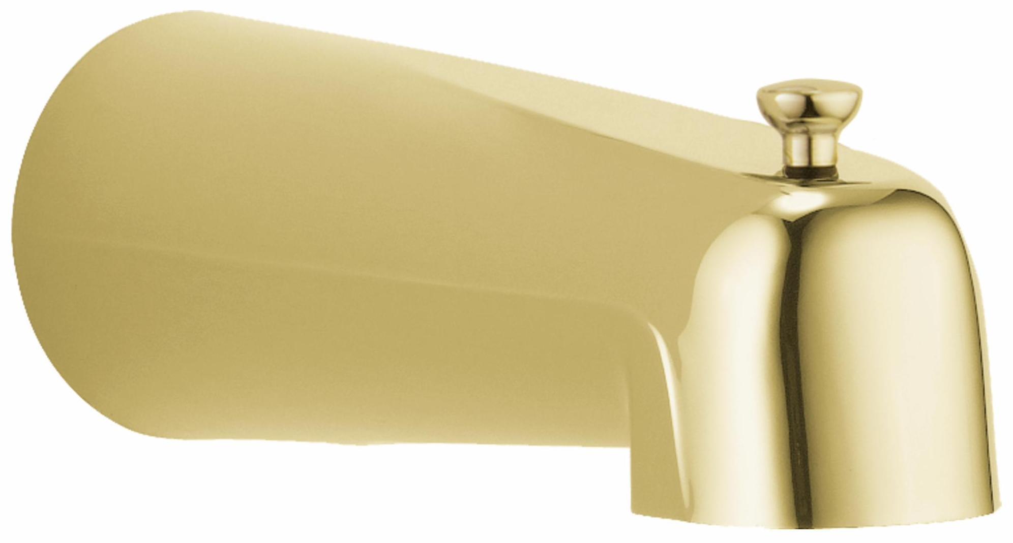 Delta RP36497PB 7-Inch Extended Tub Spout with Pull-Up Diverter in Polished Brass - Perfect for Bathroom Faucet Replacement and Shower Upgrades