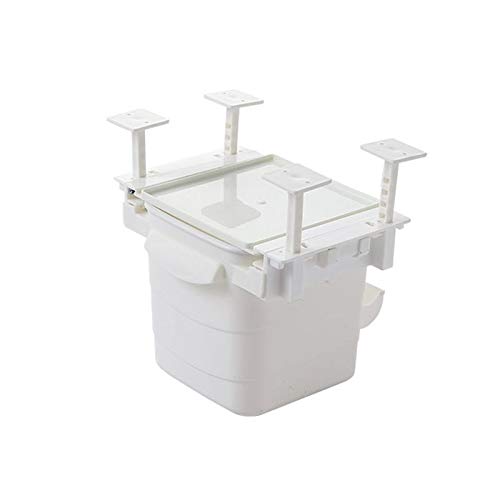 Under Sink Retractable Trash Can - Hidden Hanging Garbage Bin for Kitchen, Bathroom & Office - Space Saving Pull Out Waste Basket with Shelf (White) - Perfect for Small Spaces, RVs & Apartments