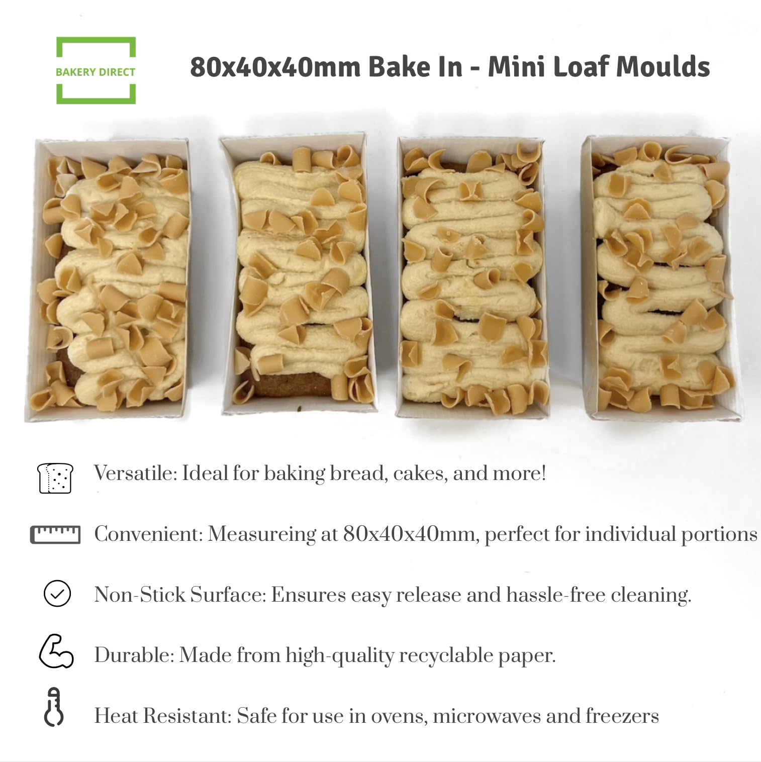 Bakery Direct 25-Pack Disposable Mini Loaf Paper Baking Molds - Perfect for Cakes, Bread & Muffins - Ideal for Home Baking, Party Treats & Holiday Gifts