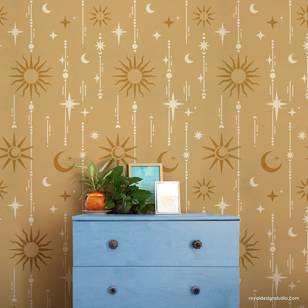 Celestial Moon and Stars Stencil for DIY Crafts, Wall Art, and Home Decor - Perfect for Painting, Scrapbooking, and Custom Designs