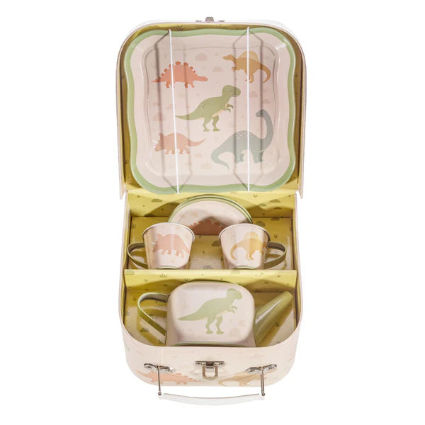 Sass & Belle Dino Tea Set for Two - Cute Dinosaur Themed Porcelain Tea Cups with Saucers - Perfect for Afternoon Tea, Bridal Shower Gifts & Cozy Home Decor