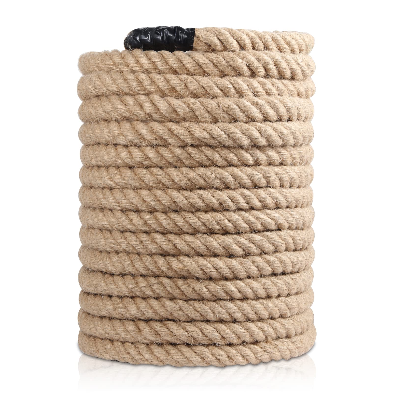 Natural Jute Rope 1 Inch x 50 Feet - 100% Organic Thick 4-Ply Twisted Manila Hemp Cord for DIY Crafts, Cat Scratching Posts, Home Decor | Perfect for Macrame, Gardening, and Coastal-Themed Decor