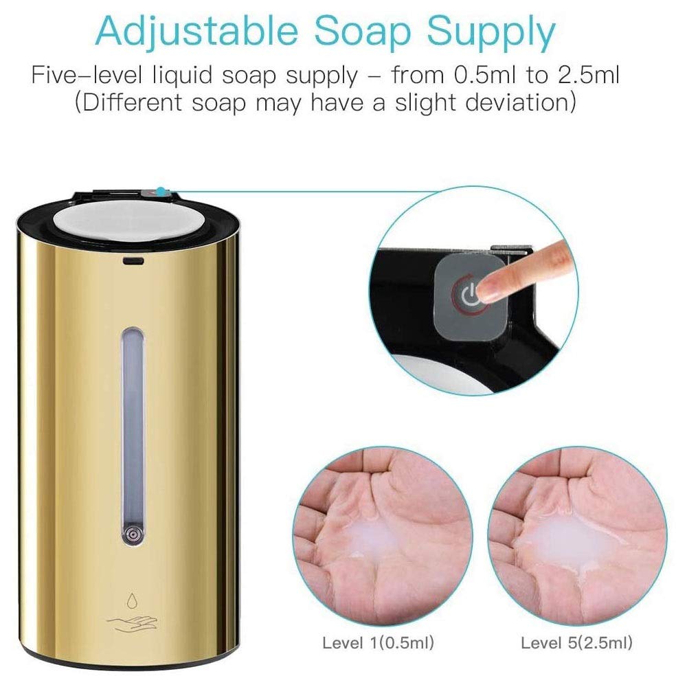 Commercial Automatic Soap Dispenser 700ml - Wall Mount Stainless Steel Touchless Soap Dispenser for Kitchen, Bathroom, Restaurant - Large Capacity Hands-Free Liquid Soap Dispenser (Black) - Ideal for Hospitals, Offices, and Public Restrooms