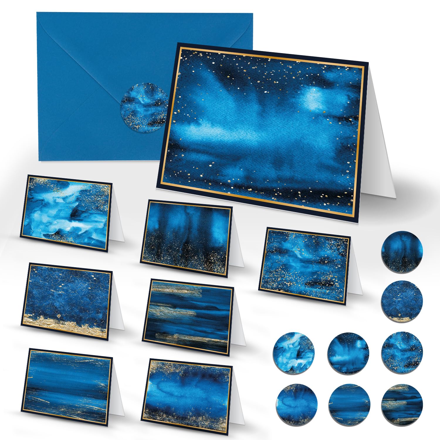 48-Pack Blank Greeting Cards with Envelopes - 4x6 Inch Assorted Sky Blue Design Cards for Birthday, Thank You, All Occasions | Includes 8 Unique Patterns & Matching Envelope Seals | Perfect for Handwritten Notes, Party Invitations, Wedding RSVPs & Thoughtful Gifts