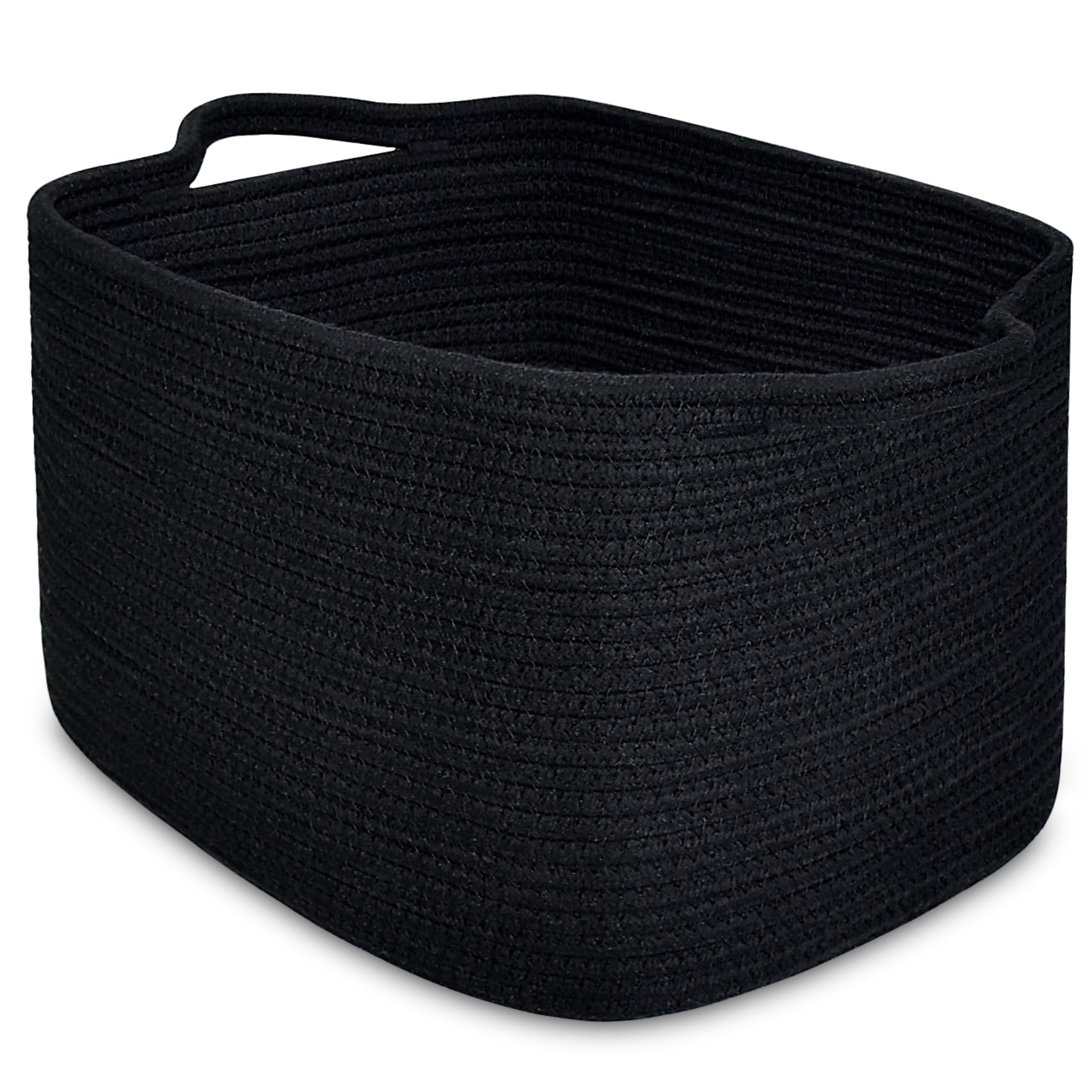 ABenkle Cotton Rope Storage Basket with Handles - 13.5x11x9.5 Inch Rectangular Decorative Organizer for Baby Nursery, Shelves & Closet - Perfect for Toys, Blankets and Home Organization