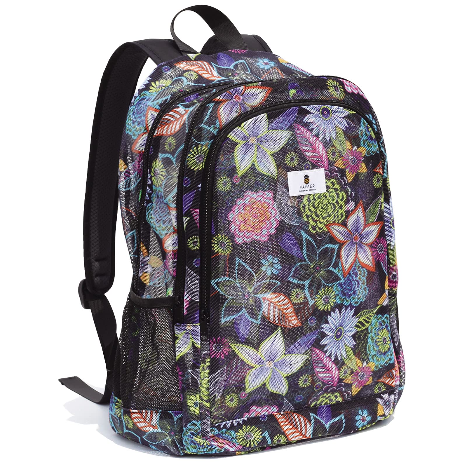 Floral Large Mesh Backpack - 15.6 Inch Laptop Backpack for Women, Waterproof Travel Backpack for College, School, Beach & Outdoor Activities | Perfect for Work, Gym & Weekend Getaways