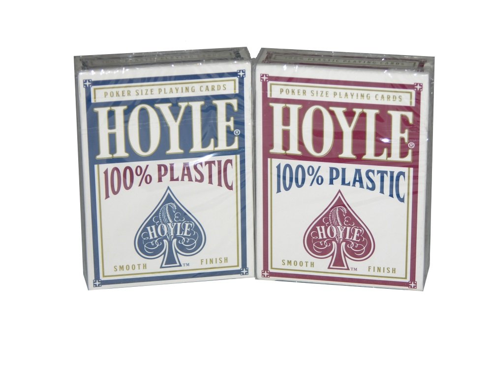 Premium Hoyle Red & Blue Plastic Poker Playing Cards - 2 Deck Set for Casino Games, Poker Nights & Card Magic Tricks