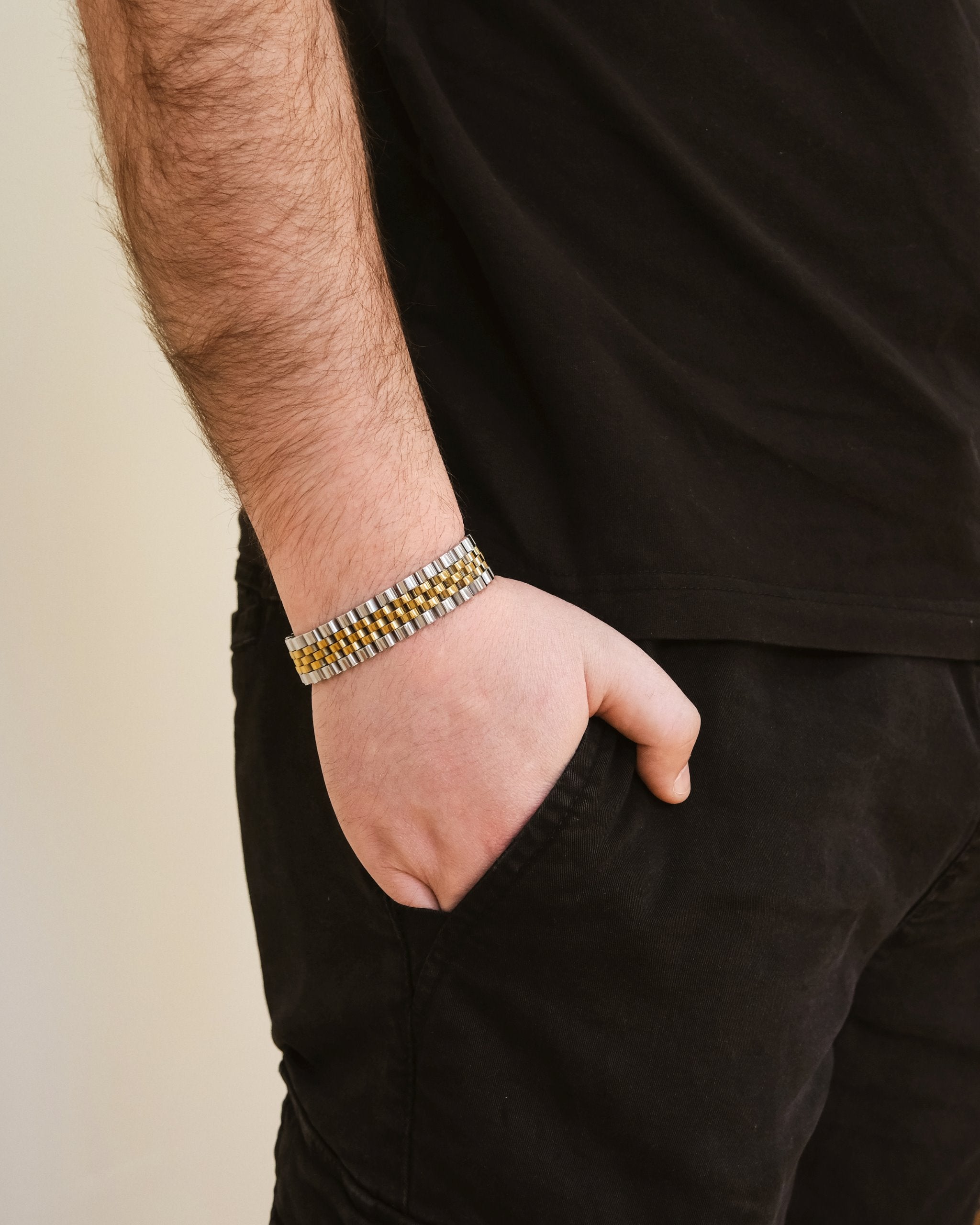 Stylish Men's Watch Band Chain Bracelet - Durable Stainless Steel Adjustable Wristband for Casual & Formal Wear - Perfect for Business, Parties & Everyday Fashion Accessories