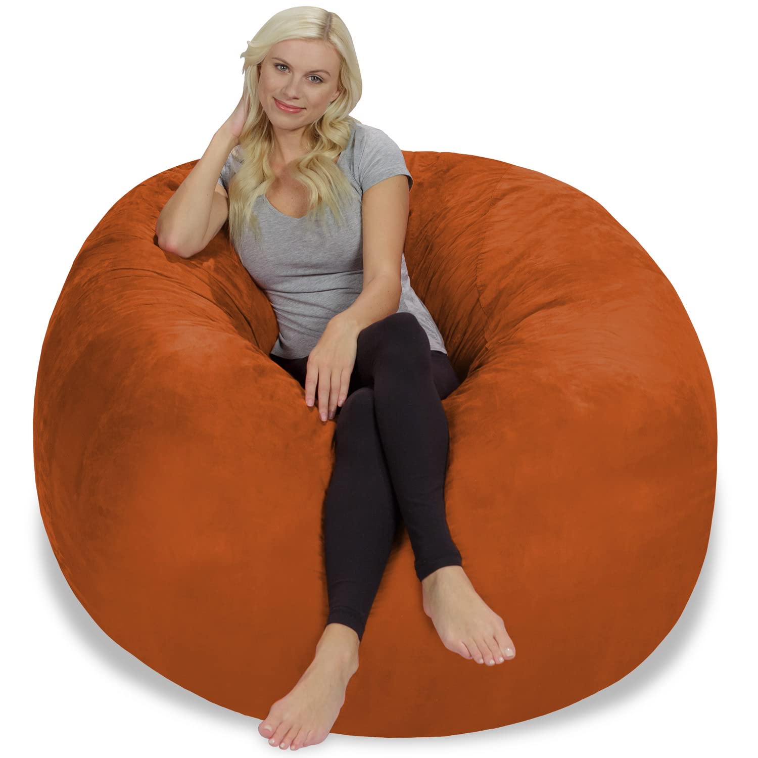 Chill Sack 5' Giant Memory Foam Bean Bag Chair - Ultra Soft Microfiber Cover in Vibrant Orange | Perfect for Living Rooms, Game Rooms & Dorm Relaxation