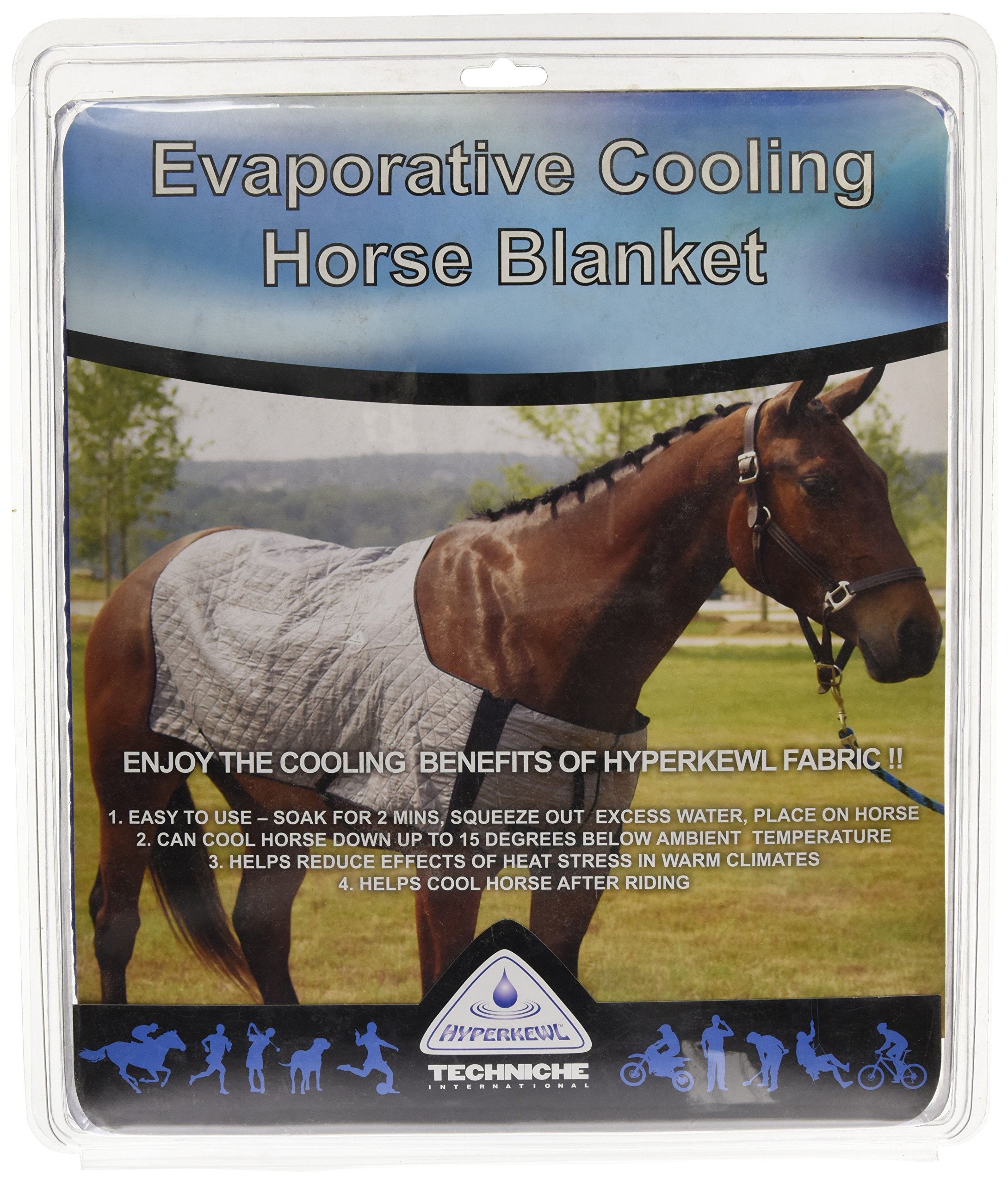 HyperKewl Evaporative Cooling Horse Blanket - Medium Size, Breathable & Lightweight Summer Cooling Sheet for Horses - Blue - Perfect for Hot Weather Riding, Training & Outdoor Activities