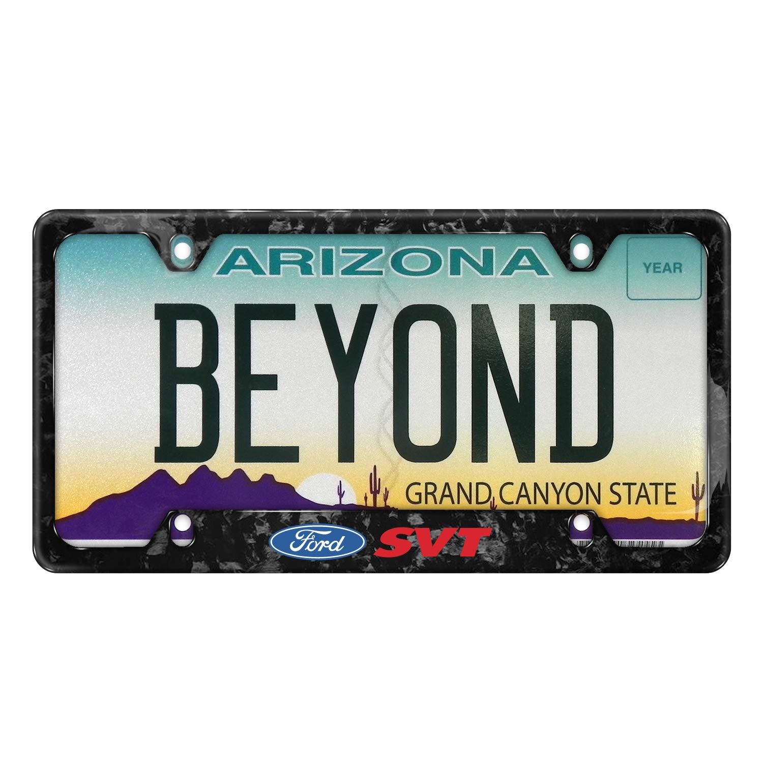 Ford SVT Real Black Forged Composite Carbon Fiber License Plate Frame - 50 State Legal - Durable & Stylish Car Accessory for Ford Vehicles - Perfect for Customizing Your Ride or Gift for Car Enthusiasts