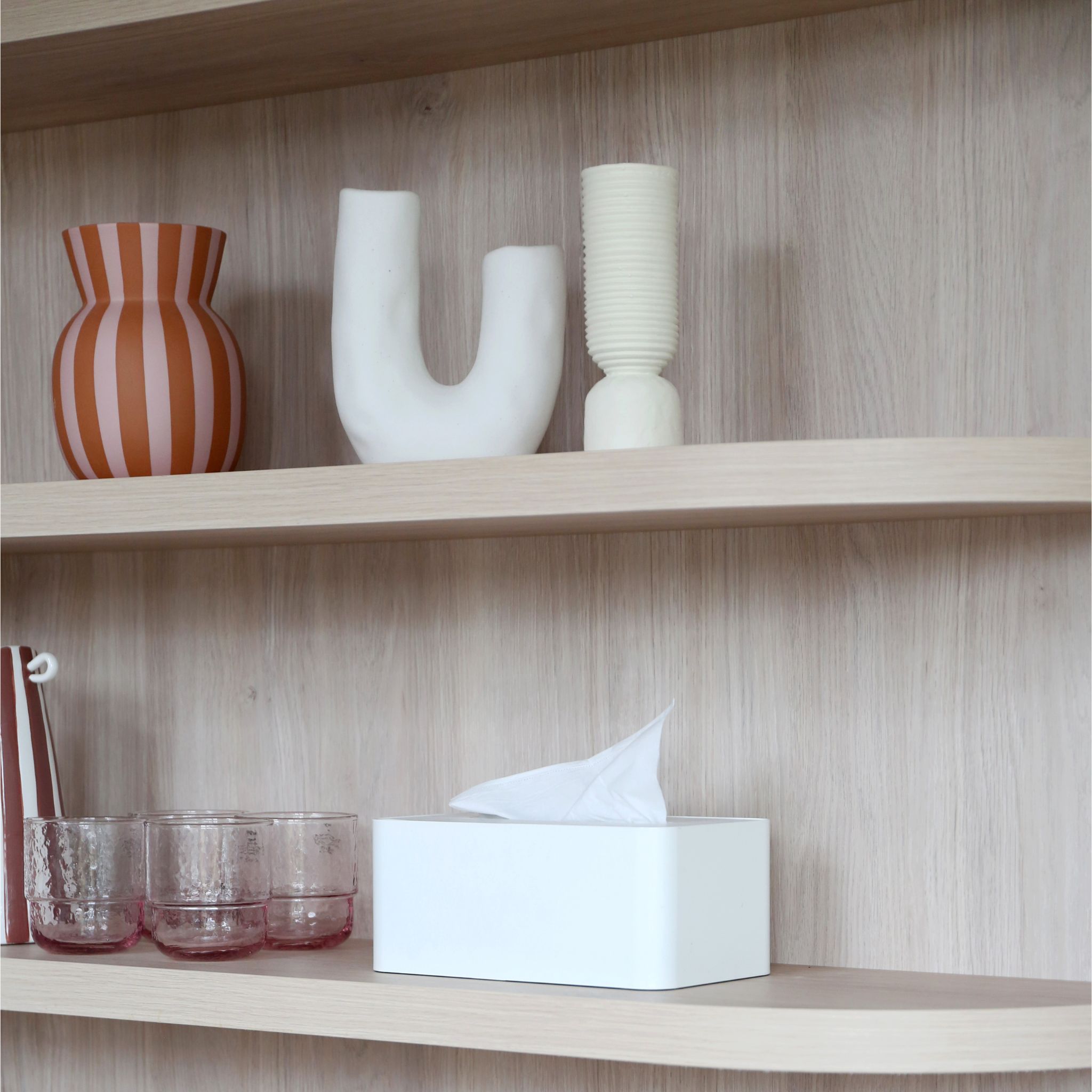 DESIGNSTUFF White Tissue Box Holder - Elegant Home Decor for Living Room, Bedroom & Office