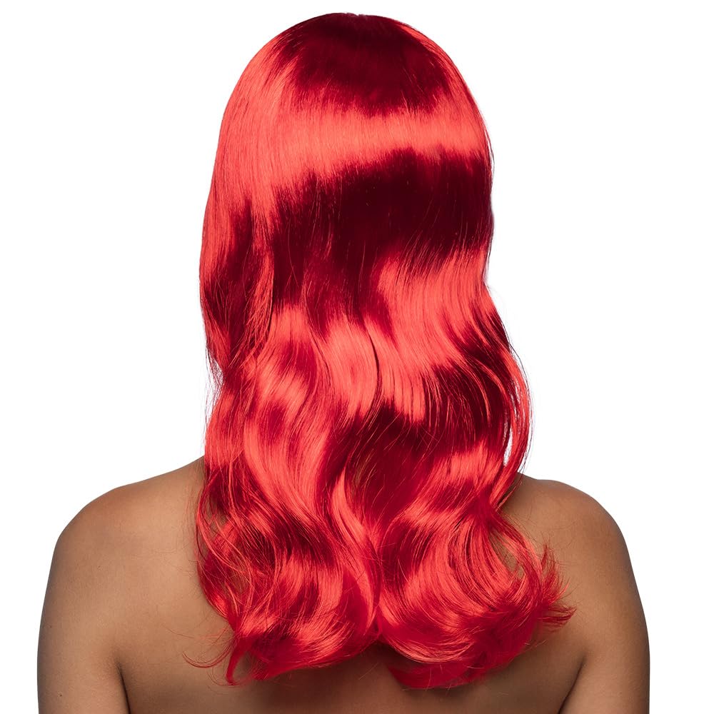 Stylish Long Red Wig with Fringe - Natural Looking Synthetic Hair for Cosplay, Halloween & Costume Parties - Perfect for Women's Fashion & Daily Wear