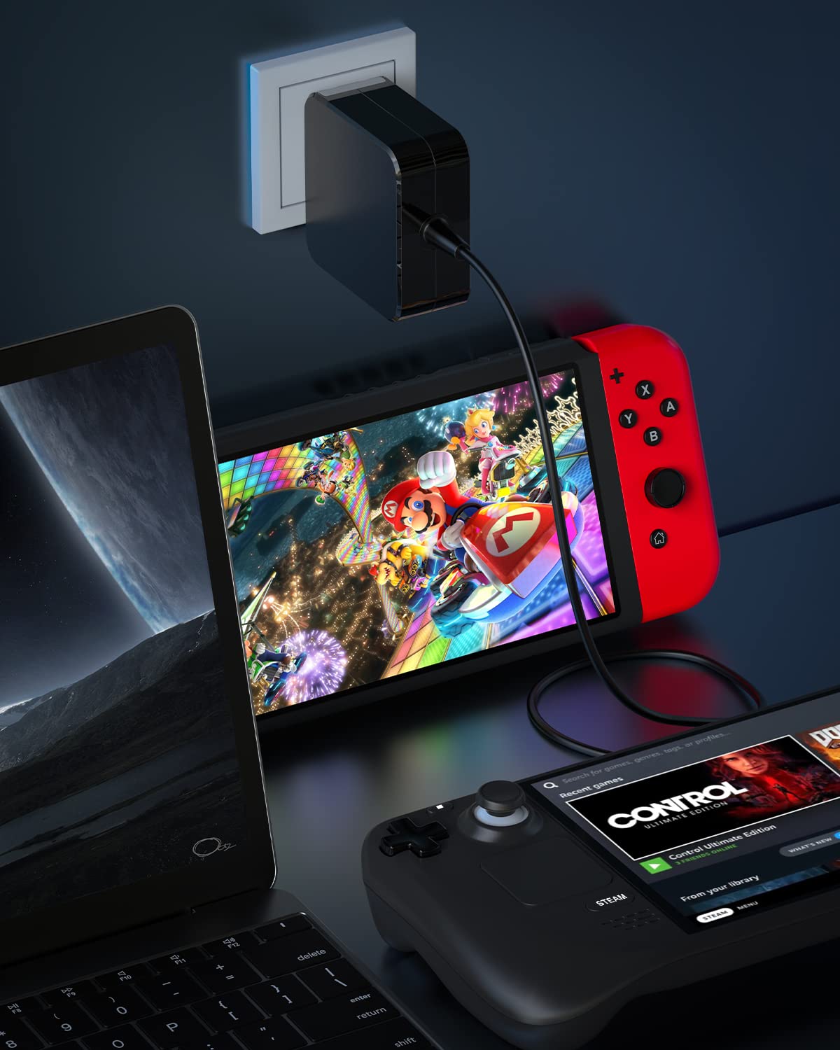 Original Nintendo Switch 15V AC Power Adapter - Fast Charger for Switch Dock & Console with USB-C Cable | Perfect for TV Mode Gaming & On-the-Go Play