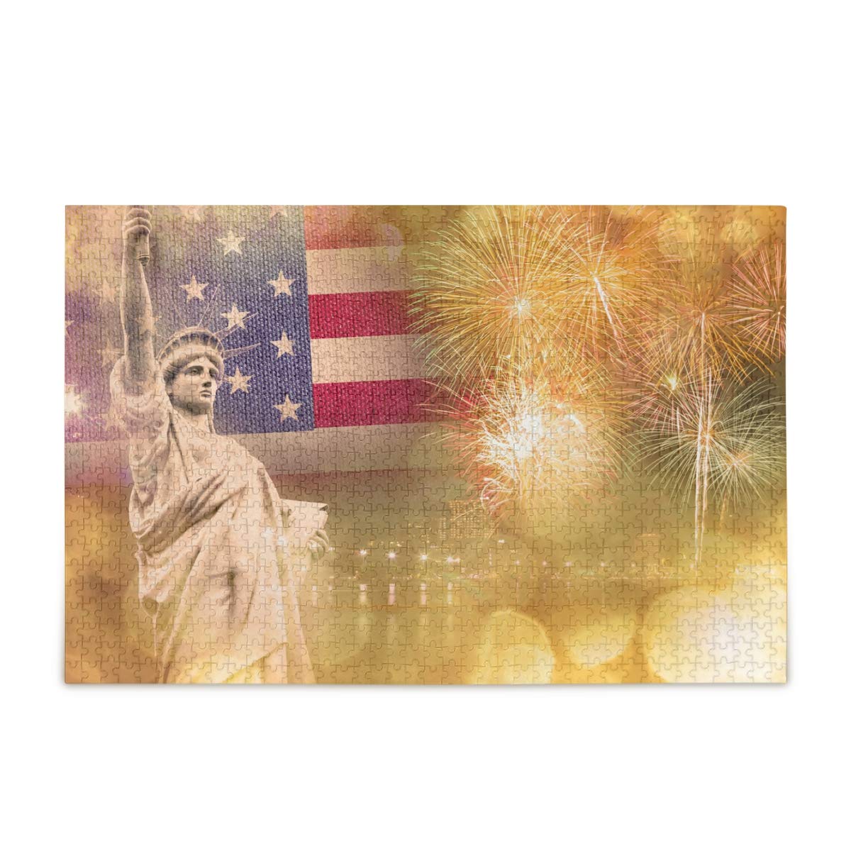 500 Piece Jigsaw Puzzle for Adults & Kids - Statue of Liberty & USA Flag Design - 15x20 Inch Large Puzzle for Home Decor, Family Game Night & Educational Activities