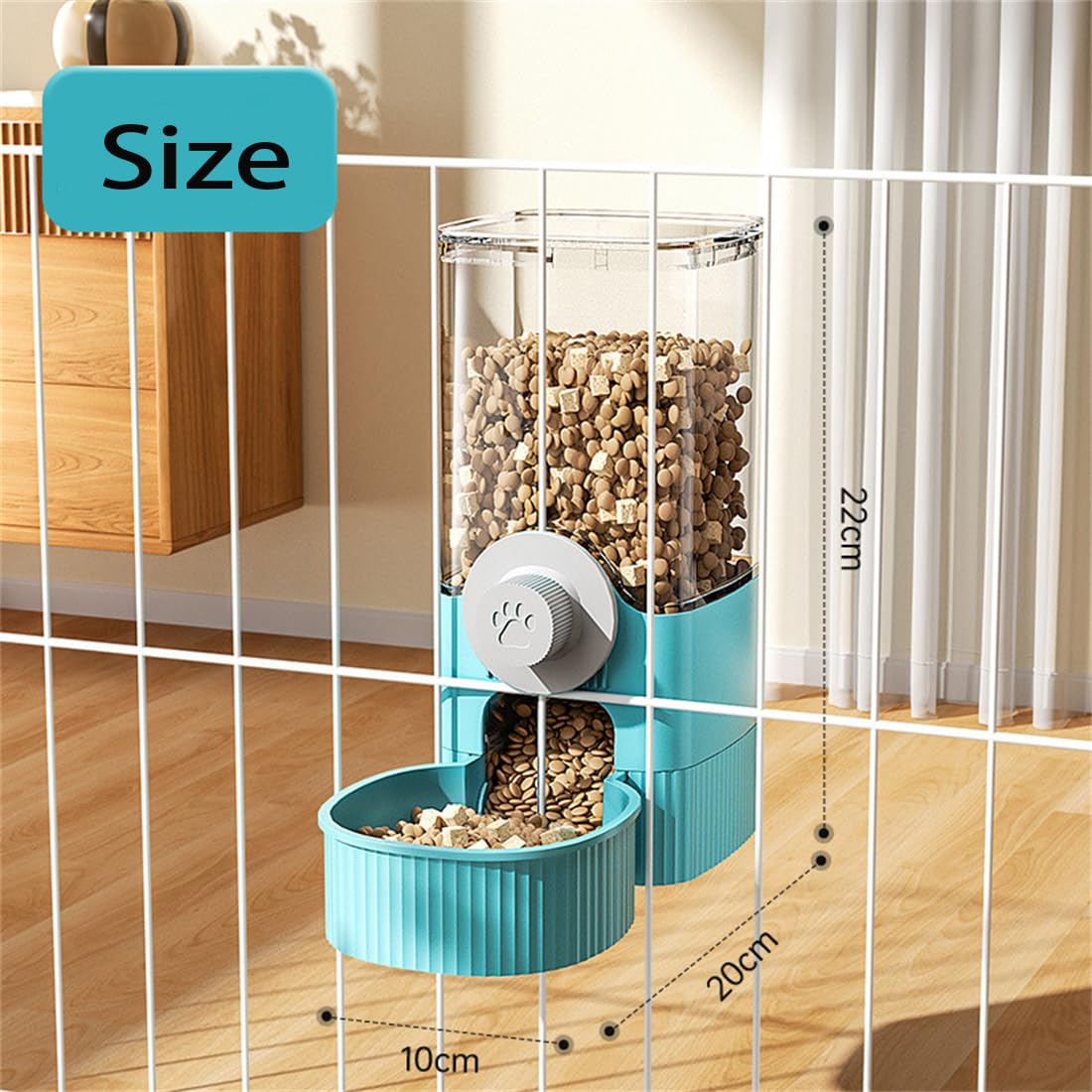 Automatic Rabbit Feeder and Water Dispenser - Gravity Hanging Cage Food Bowl for Bunny, Ferret, Chinchilla, Guinea Pig & Hedgehog - Perfect for Small Pet Cages (Blue) - Ideal for Stress-Free Feeding & Hydration in Home, Travel or Vet Visits